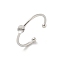 Brass Open Cuff Ring Settings, for Half-drilled Beads, Platinum, 1.5~3mm, Adjustable, Pin: 1mm