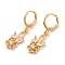 Rack Plating Golden Brass Dangle Leverback Earrings, with Cubic Zirconia, Flower, Clear, 33.5x8.5mm