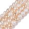 Electroplated Crackle Glass Beads Strands, Half Plated, Round, PeachPuff, 6~6.5mm, Hole: 1~1.2mm, about 65~67pcs/strand, 14.76~15.16 inch(37.5~38.5cm)