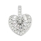 Brass Micro Pave Clear Cubic Zirconia Pendants, Heart Charms, Cadmium Free & Lead Free, Long-Lasting Plated, Rack Plating, with Jump Ring, Platinum, 16.5x12.5x8.5mm, Hole: 6x5mm