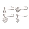 Halloween Antique Silver & Platinum Iron Kilt Pins Brooches, with Alloy Charms, Mixed Shapes, 54~66mm