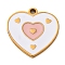304 Stainless Steel Enamel Pendants, Heart Charm, Golden, Ion Plating(IP), Pink, 15.5x15x1.5mm, Hole: 1.5mm