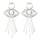 Non-Tarnish 201 Stainless Steel Pendants, Laser Cut, Eye Charm, Stainless Steel Color, 48.5x20.5x1mm, Hole: 1mm