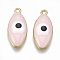 Alloy Pendants, with Enamel, Evil Eye, Light Gold, Pink, 23x10.5x4mm, Hole: 1.5mm