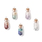 5Pcs 5 Styles Clear Glass Wishing Bottle with Mixed Gemstone Chip Inside Pendants, with Iron Loops, Platinum, 34x13mm, Hole: 1.8mm, 1pc/style
