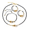 Bohemian Style Brass & Glass Beaded Bracelet & Necklace & Earrings Set for Women, Black,