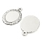 Non-Tarnish 304 Stainless Steel Pendant Cabochon Settings, Oval, Stainless Steel Color, Tray: 16x12.5mm, 27x18x2mm, Hole: 1.6mm