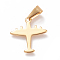 304 Stainless Steel Pendants, Large Hole Pendants, Airplane, Golden, 20.5x19.5x1mm, Hole: 8x3mm