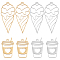 16Pcs 4 Style 201 Stainless Steel Pendants, Laser Cut, Cup & Ice Cream, Golden & Stainless Steel Color, 4pcs/style