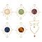 30Pcs Natural Mixed Gemstone Connector Charms, Sun Links, with Real 14K Gold Plated Brass Findings, 18x13.5x4mm, Hole: 1mm