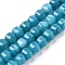 Natural White Jade Beads Strands, Faceted, Dyed, Round, Sky Blue, 11~12x11~12x10mm, Hole: 1.2mm, about 38~39pcs/strand, 15.16~15.59 inch(38.5~39.6cm)