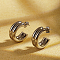 Non-Tarnish Elegant Stainless Steel Double Layer C-shaped Half Hoop Stud Earrings for Women, Stainless Steel Color