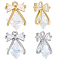 Beebeecraft 12Pcs 15x10mm Cubic Zirconia Bowknot Charms Silver Gold Drop Dangle Jewelry Making Findings with Storage Box for Necklaces Earrings Bracelets