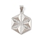 Brass Micro Pave Cubic Zirconia Pendants, Cadmium Free & Lead Free, Hexagon Charms, Platinum, 23x18x3mm, Hole: 5x3.5mm