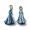 Polyester Tassel Pendants, Marine Blue, 36~36.5x6~7mm, Hole: 3x5mm
