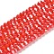 Opaque Glass Beads Stands, AB Color, Faceted(32 Facets), Round, Red, 3.5x3mm, Hole: 1mm, about 163~166pcs/strand, 50~51cm