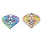Ion Plating(IP) 201 Stainless Steel Pendants, Heart with Wolf & Trinity Knot, Rainbow Color, 19x20.5x2.5mm, Hole: 2.5mm