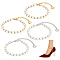 4Pcs 2 Colors Round Resin Imitation Pearl Anti-Loose High Heel Shoelaces, with Alloy End Chains, Heart Tag, White, 22.2~22.5cm, 2pcs/color