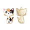 Alloy Enamel Pendants, Cadmium Free & Nickel Free & Lead Free, Golden, Cat Charms, Colorful, 30x19.5x2.5mm, Hole: 2.2mm