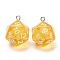 Transparent Acrylic Pendants, with Platinum Plated Iron Findings, Faceted, Dice, Yellow, 27.5x20x20mm, Hole: 2mm