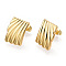 Rack Plating Brass Stud Earrings, Rectangle, Real 16K Gold Plated, 15x11mm