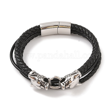 Плетеные браслеты из микрофибры и кожи BJEW-B096-21B-1