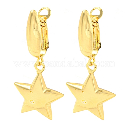Серьги-кольца с подвесками из латуни и звезды EJEW-A028-38G-1