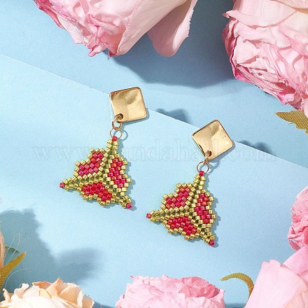 Бусины miyuki delica и серьги-гвоздики из нержавеющей стали 304 EJEW-MZ00418-01-1