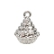 Brass Pave Clear Cubic Zirconia Pendants, Cadmium Free & Nickel Free & Lead Free, Cake Charms, Platinum, 15x12x8.5mm, Hole: 1.5mm