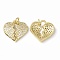 Rack Plating Brass Micro Pave Clear Cubic Zirconia Pendants, with Acrylic Bead and Jump Ring, Long-Lasting Plated, Cadmium Free & Lead Free, Breaking Heart, Real 18K Gold Plated, 16.5x17x3.5mm, Jump Ring: 5x1mm, Inner Diameter: 3mm