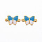 304 Stainless Steel Enamel Links Connectors, Two Tone, Butterfly, Real 16K Gold Plated, Cadmium Free & Nickel Free & Lead Free, Steel Blue, 6.5x10x1mm, Hole: 1mm