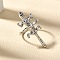 Adjustable Brass Finger Rings for Women, Cadmium Free & Lead Free, Gecko, Platinum, 35x14mm, Inner Diameter: 17mm