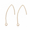 Brass Earring Hooks, with Horizontal Loop, Nickel Free, Real 18K Gold Plated, 35mm, Hole: 1.8mm, 20 Gauge, Pin: 0.8mm