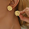 Elegant Stainless Steel Sunflower Stud Earrings, Golden, 22mm