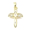Brass Micro Pave Cubic Zirconia Pendants, Cross with Wings, Long-Lasting Plated, Lead Free & Cadmium Free, Rack Plating, Real 18K Gold Plated, 21x15x3mm, Hole: 5x3mm
