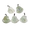 Natural New Jade Pendants, Shell Shaped Charms with Platinum Plated Metal Snap on Bails, 24.5x20.5~21x5.5~6mm, Hole: 2x5.5mm