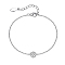 Sterling Silver Micro Pave Clear Cubic Zirconia Flat Round Link Bracelets, Platinum, 5-7/8 inch(15cm)