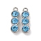 304 Stainless Steel Pendants, with Glass, Faceted, Pea, Sky Blue, 21x6x4.5mm, Hole: 2mm