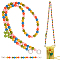 2Pcs 2 Style Plastic Round Beaded Purse Straps, with Alloy Clasps, Mixed Color, 30~118cm, 1pc/style