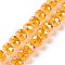 Transparent Electroplate Glass Beads Strands, AB Color Plated, Faceted, Rondelle, Orange, 7.5x5mm, Hole: 1.4mm, about 80pcs/strand, 22.83''(58cm)