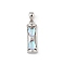 925 Sterling Silver & Glass Hourglass Pendants, with 925 Stamp, Platinum, 19x6x4mm, Hole: 2.5x3.5mm