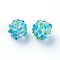 Handmade Bumpy Lampwork Beads, Round, Light Sky Blue, 14~15mm, Hole: 1.5~1.6mm