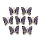 Glass Pendants, with Micro Pave Cubic Zirconia and Brass Open Back Settings, Faceted, Butterfly, Light Gold, Indigo, 15.5x20x4mm, Hole: 1.8mm