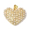 Rack Plating Brass Micro Pave Cubic Zirconia Pendants, with Glass Pearl Beads, Cadmium Free & Lead Free, Long-Lasting Plated, Heart, Real 18K Gold Plated, 21x25x5.5mm, Hole: 3.5x3mm