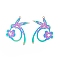 201 Stainless Steel Pendants, Hollow, Flower, Rainbow Color, 38x32x0.3mm, Hole: 1.6mm