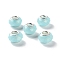 Pearlized Resin European Beads, Faceted Rondelle Large Hole Beads, with Platinum Tone Alloy Double Cores, Pale Goldenrod, 13.5x9mm, Hole: 5mm