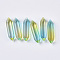 Two Tone Glass Double Terminated Point Beads, No Hole/Undrilled, Bullet, Cyan, 30~32x8~9x8mm