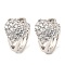Brass Micro Pave Cubic Zirconia Hoop Earrings, Heart, Platinum, 12.5x14.5x9.5mm