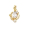 Brass Micro Pave Cubic Zirconia Pendants, Cadmium Free & Nickel Free & Lead Free, with Glass, Flower Charms, Real 18K Gold Plated, 20.5x13x5mm, Hole: 5x2.5mm