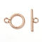 Ion Plating(IP) 304 Stainless Steel Textured Toggle Clasps, Ring, Rose Gold, Ring: 18.5x14x2mm, Hole: 3mm, Bar: 20x7x2, Hole: 3mm